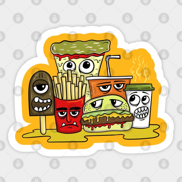 Fast food monster Sticker by UniqueDesignsCo